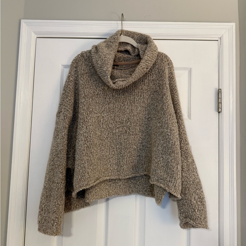 Free People Tan Cowl Neck Sweater | size s